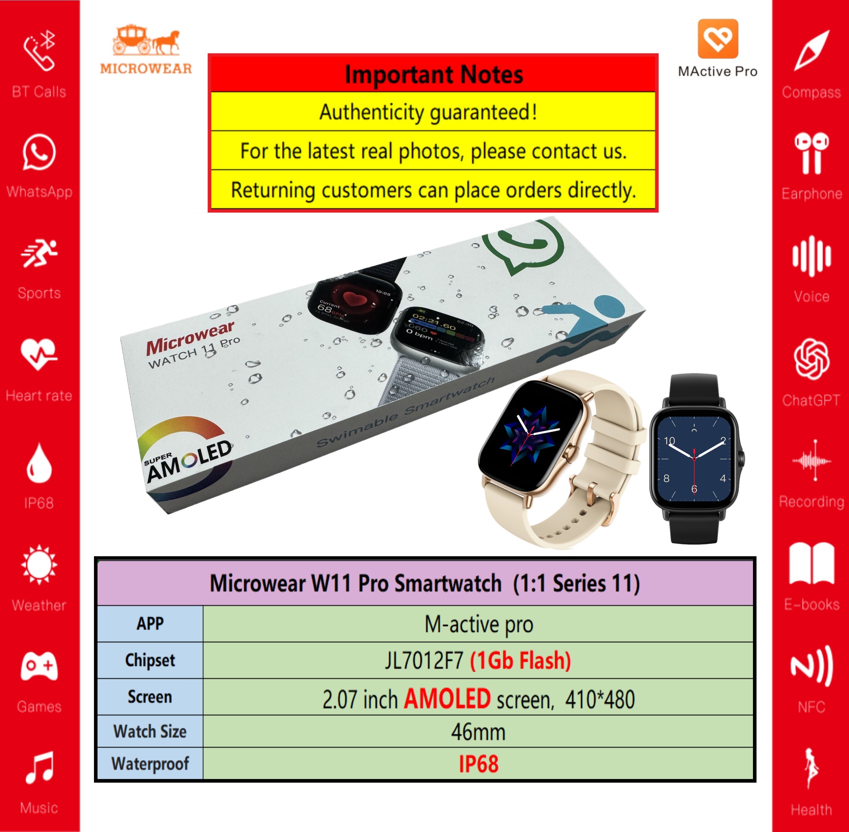 Swiming-proof W11P Smartwtch R – Smartwatch M Active recenzja i cena