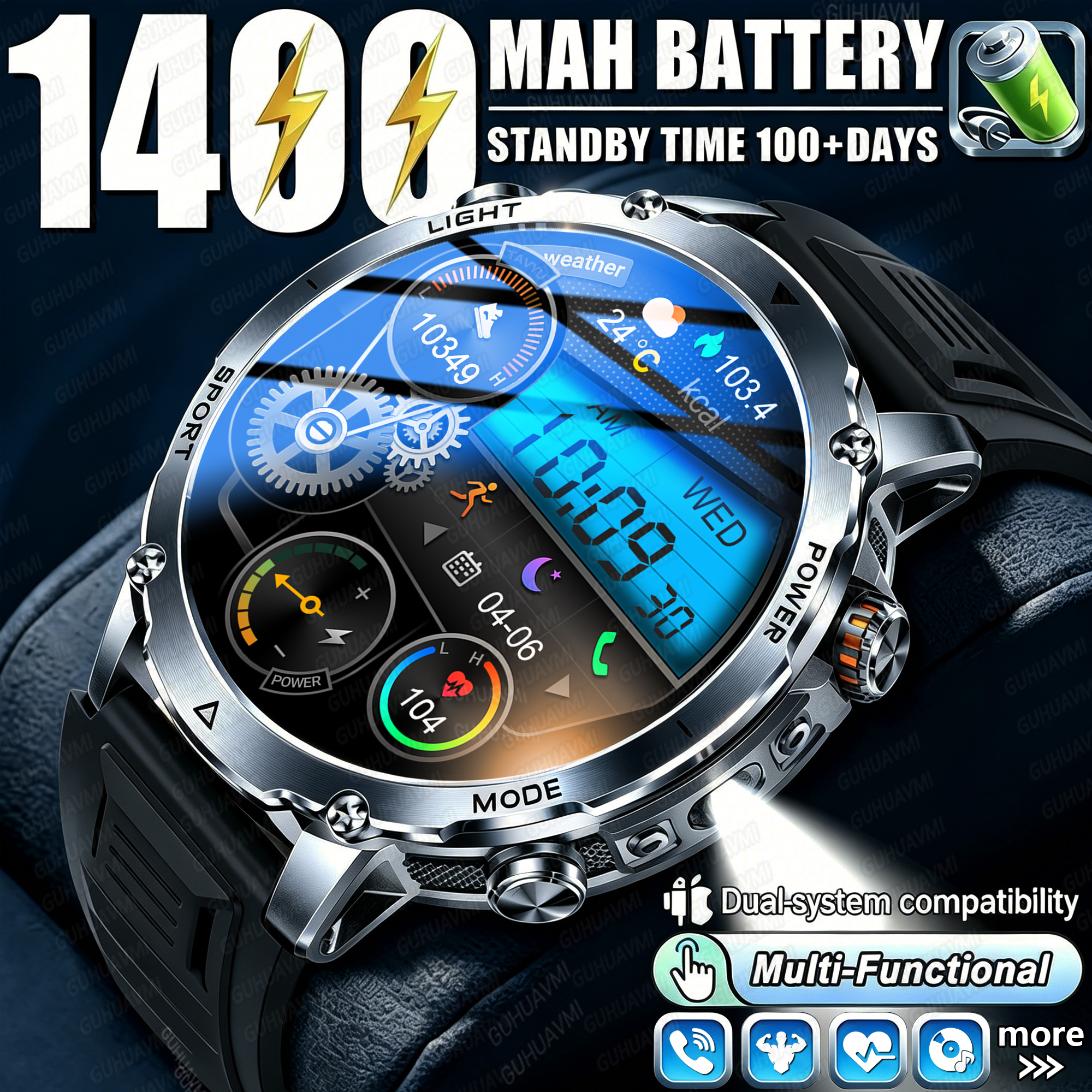 Newly Durable 1400mAh Large Ba – Android Smartwatch Accessories recenzja i cena